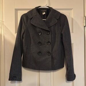 Banana Republic Cropped Gray Wool Blend Pea Coat